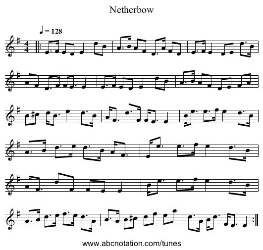 Netherbow - staff notation