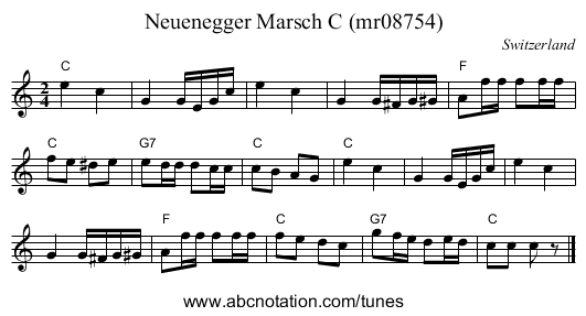 Neuenegger Marsch C (mr08754) - staff notation