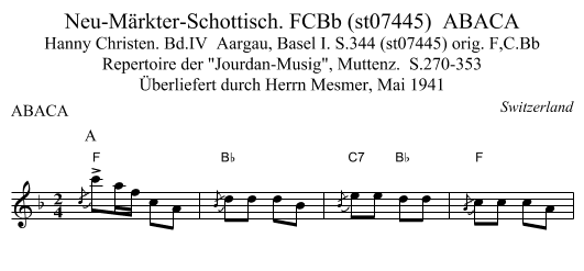 Neu-Märkter-Schottisch. FCBb (st07445)  ABACA - staff notation