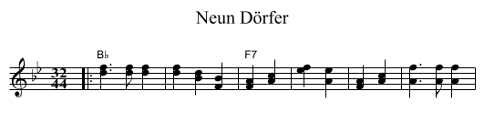 Neun D&ouml;rfer - staff notation