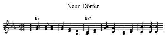 Neun D&ouml;rfer - staff notation