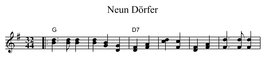Neun D&ouml;rfer - staff notation