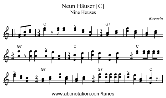 Neun H&auml;user [C] - staff notation