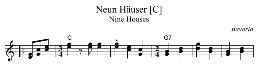 Neun H&auml;user [C] - staff notation