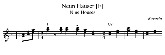 Neun H&auml;user [F] - staff notation