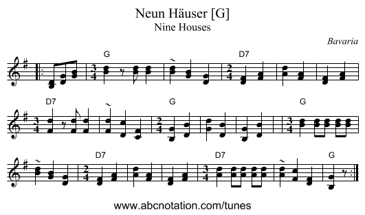 Neun H&auml;user [G] - staff notation