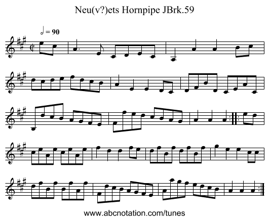 Neu(v?)ets Hornpipe JBrk.59 - staff notation