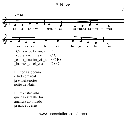 * Neve - staff notation