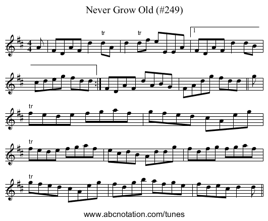 Never Grow Old (#249) - staff notation
