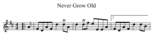 Never Grow Old - staff notation