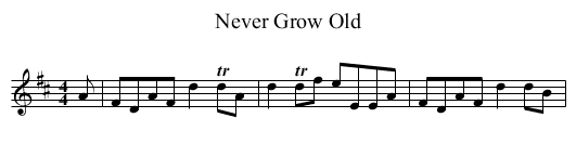 Never Grow Old - staff notation