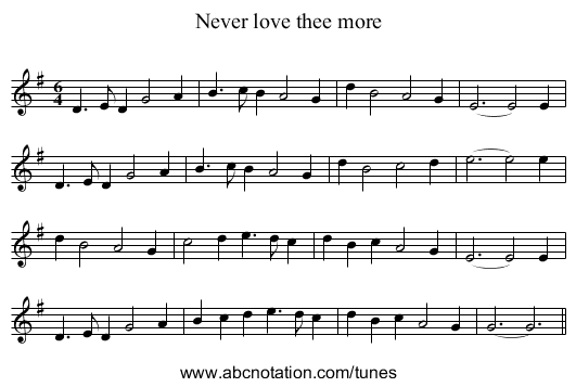 Never love thee more - staff notation