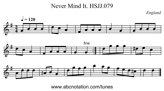 Never Mind It. HSJJ.079 - staff notation