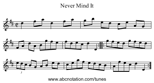 Never Mind It - staff notation