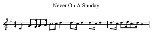 Never On A Sunday - staff notation