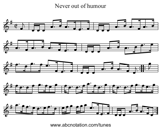 Never out of humour - staff notation