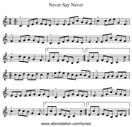 Never Say Never - staff notation