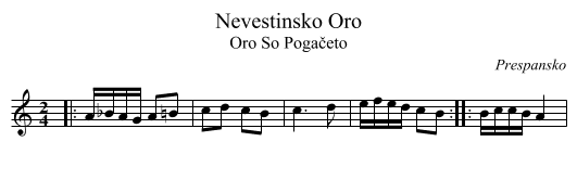 Nevestinsko Oro - staff notation