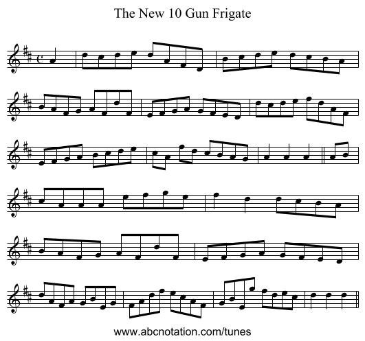 New 10 Gun Frigate, The - staff notation