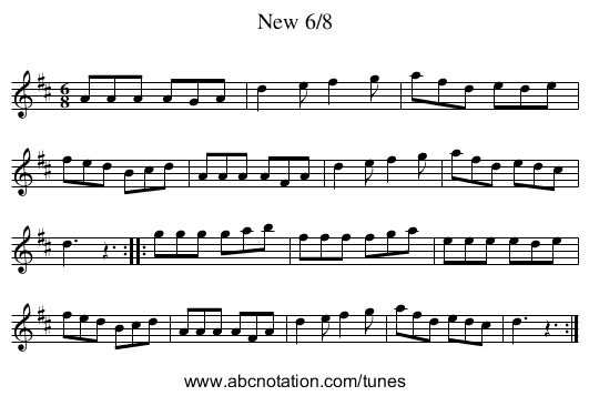 New 6/8 - staff notation
