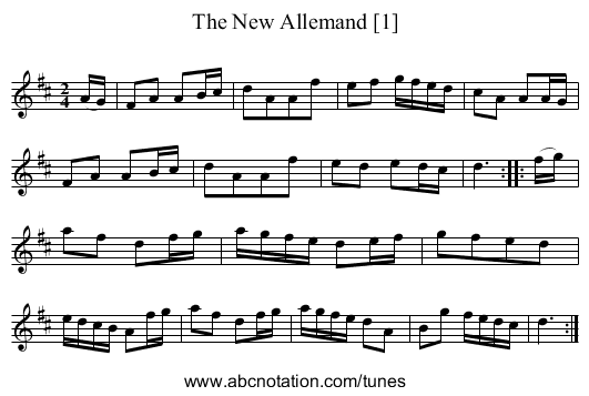 New Allemand [1], The - staff notation