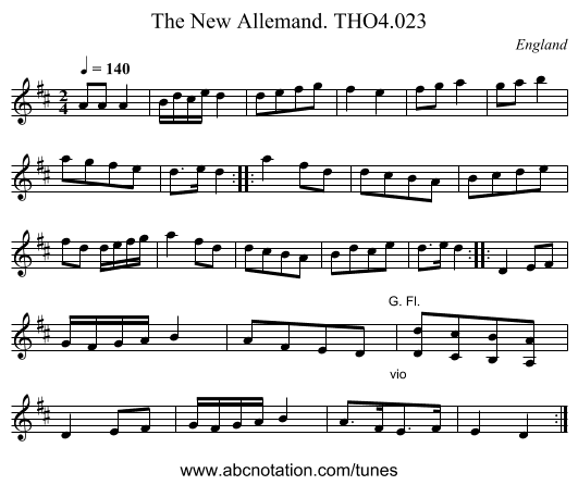 New Allemand. THO4.023, The - staff notation