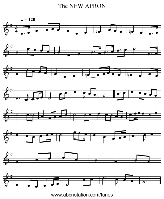 NEW APRON, The - staff notation