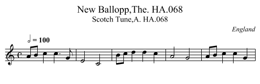 New Ballopp,The. HA.068 - staff notation