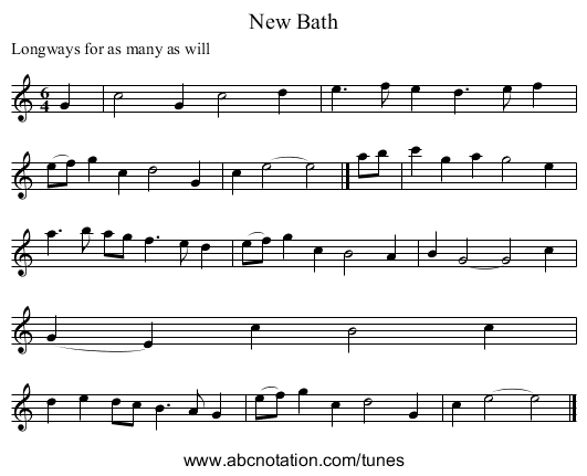 New Bath - staff notation