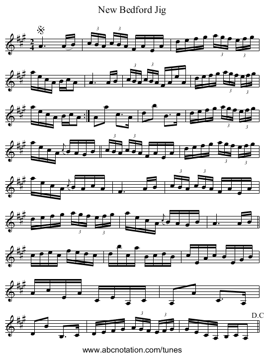 New Bedford Jig - staff notation