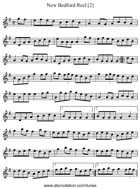 New Bedford Reel [2] - staff notation