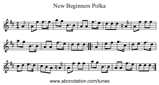 New Beginners Polka - staff notation