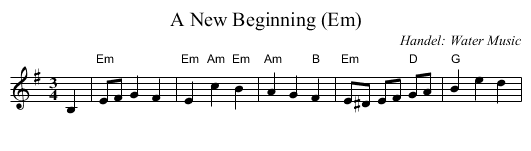 New Beginning (Em), A  - staff notation