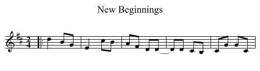 New Beginnings - staff notation
