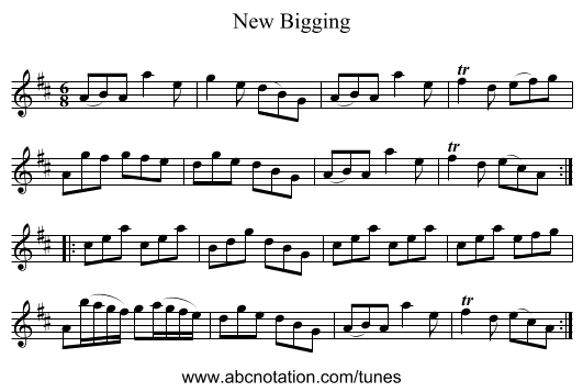 New Bigging - staff notation