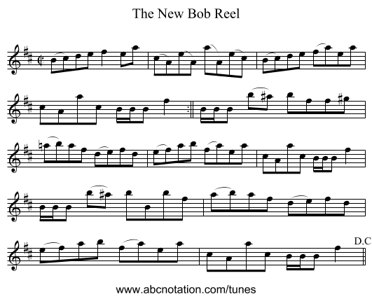 New Bob Reel, The - staff notation
