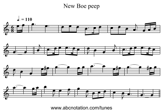 New Boe peep - staff notation