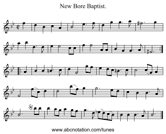 New Bore Baptist. - staff notation