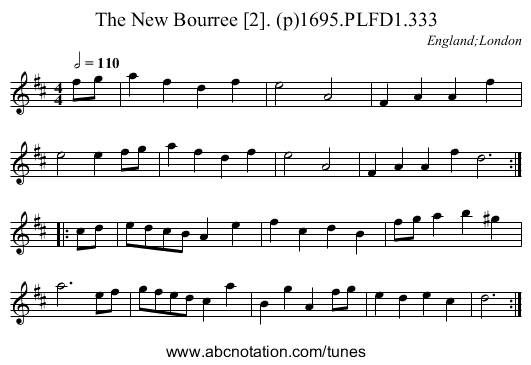 New Bourree [2]. (p)1695.PLFD1.333, The - staff notation
