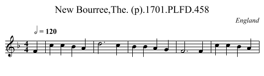 New Bourree,The. (p).1701.PLFD.458 - staff notation