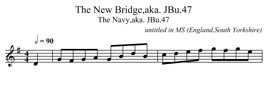 New Bridge,aka. JBu.47, The - staff notation