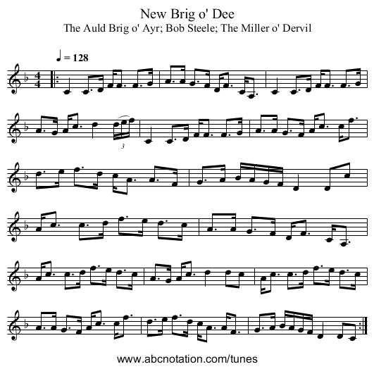 New Brig o' Dee - staff notation