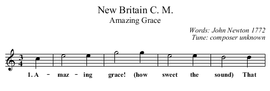 New Britain C. M. - staff notation
