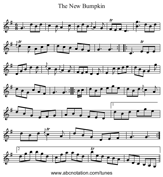 New Bumpkin, The - staff notation