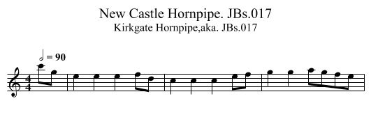 New Castle Hornpipe. JBs.017 - staff notation