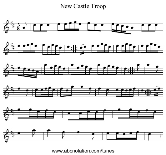 New Castle Troop - staff notation