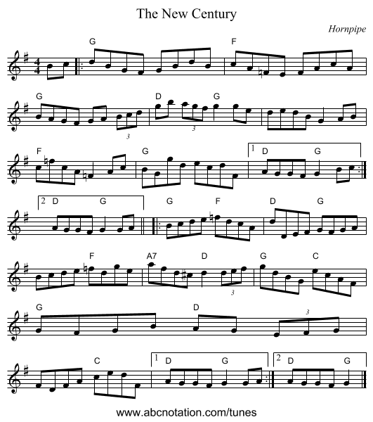 New Century, The - staff notation