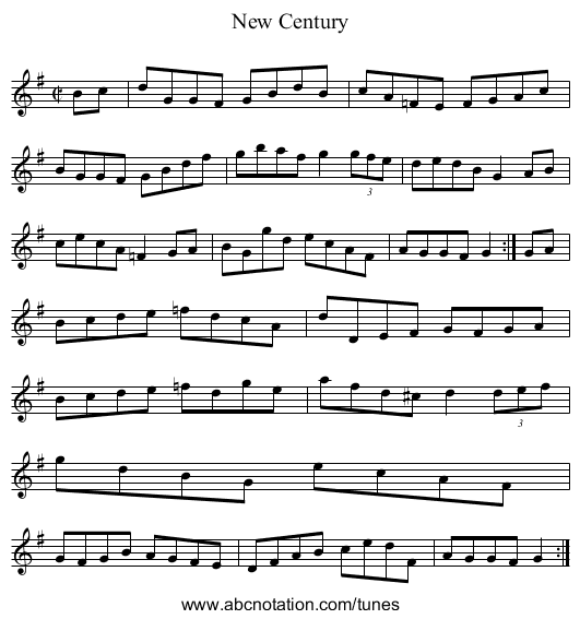 New Century - staff notation