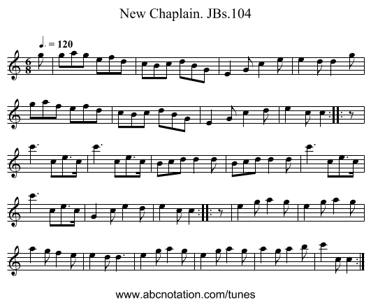 New Chaplain. JBs.104 - staff notation