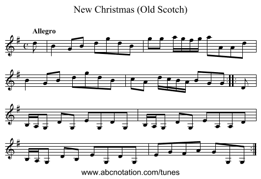 New Christmas (Old Scotch) - staff notation